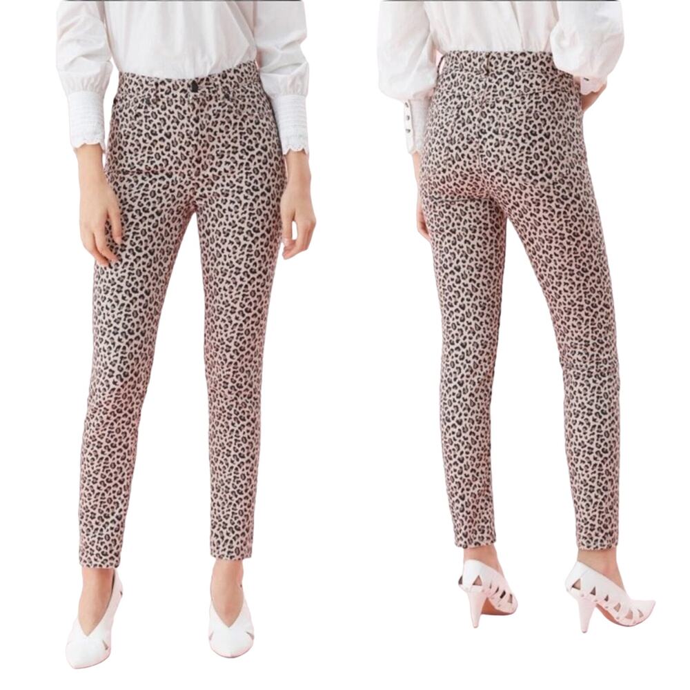 NWT Rebecca Taylor ocelot leopard print jeans Sz 27